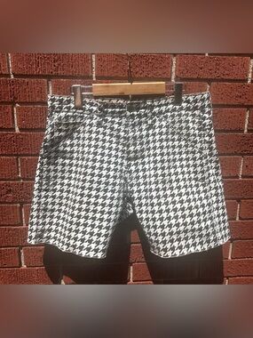 G-Star RAW 5622 Houndstooth Denim Shorts Men’s 31 Black White Statement Print
